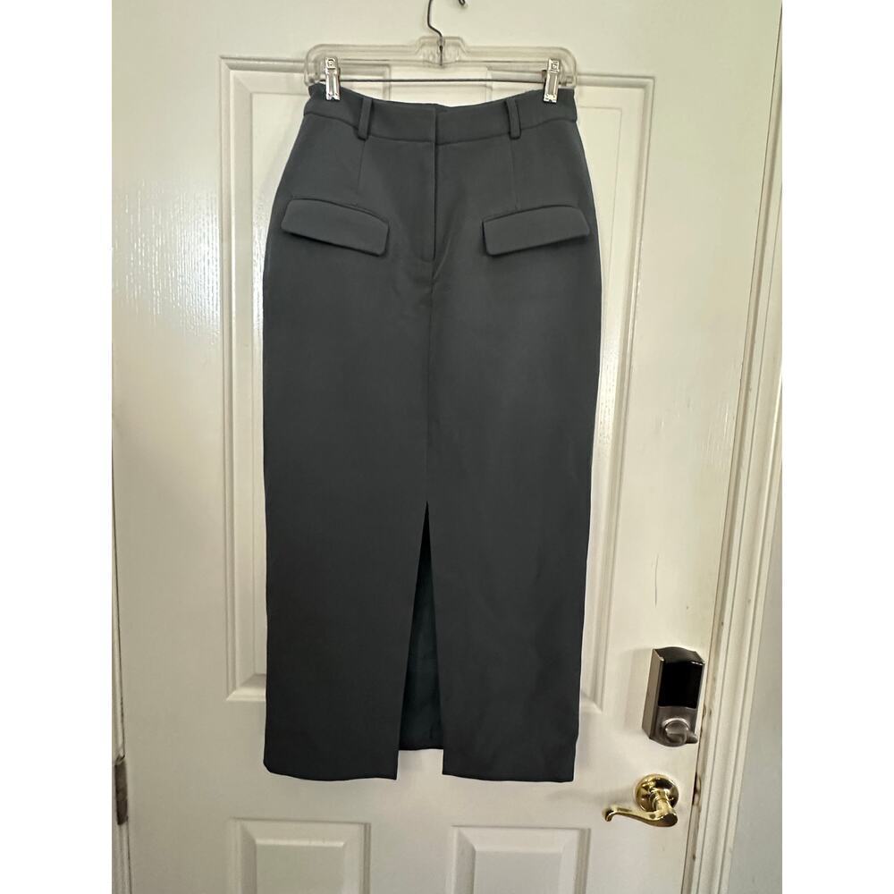 NWT Commense Women's Gray Split-Front Solid Midi … - image 5